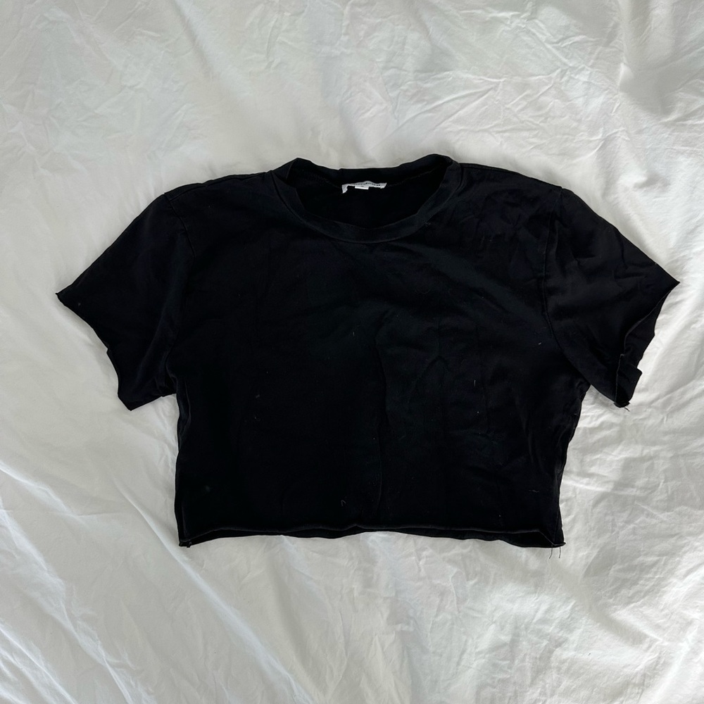 Raw Hem Black Superdown Crop Top